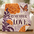 Remember with Love blanket, on a sofa