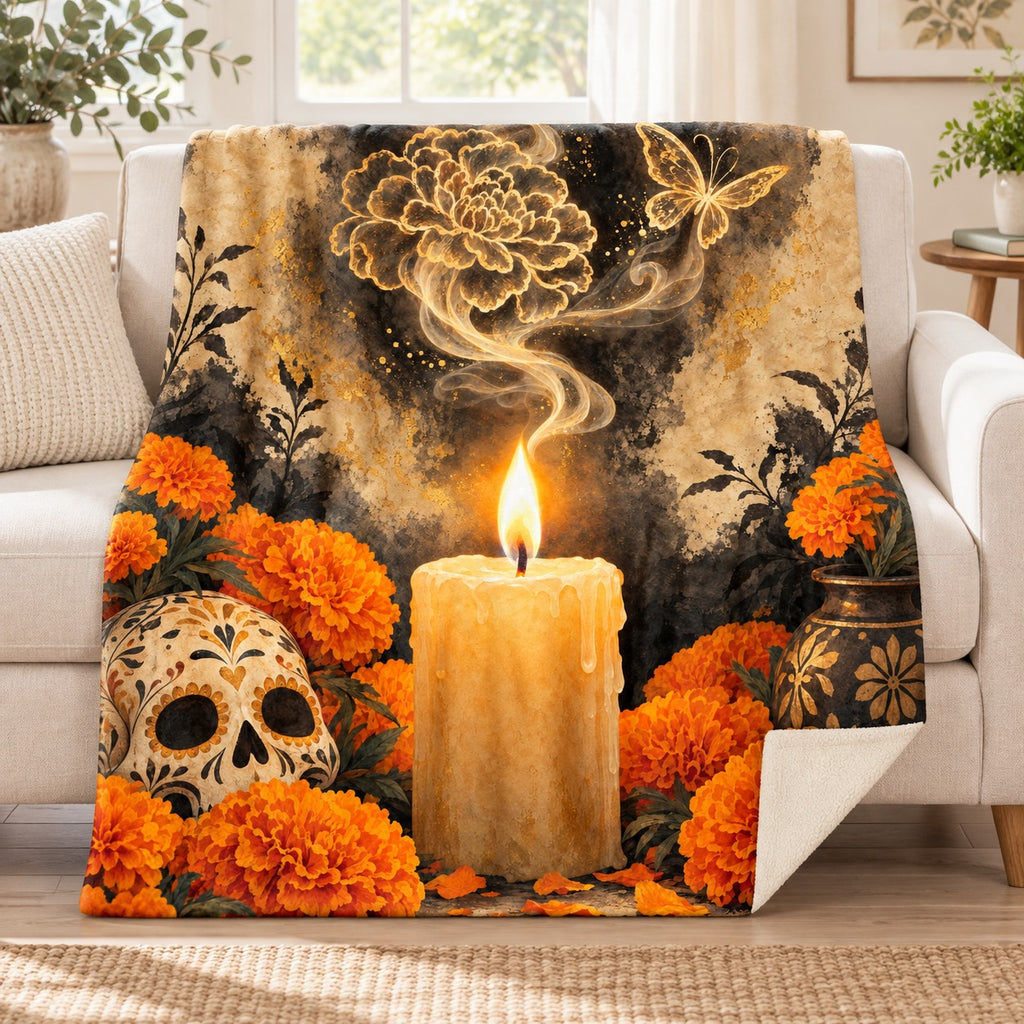 Candle Smoke blanket, on a sofa