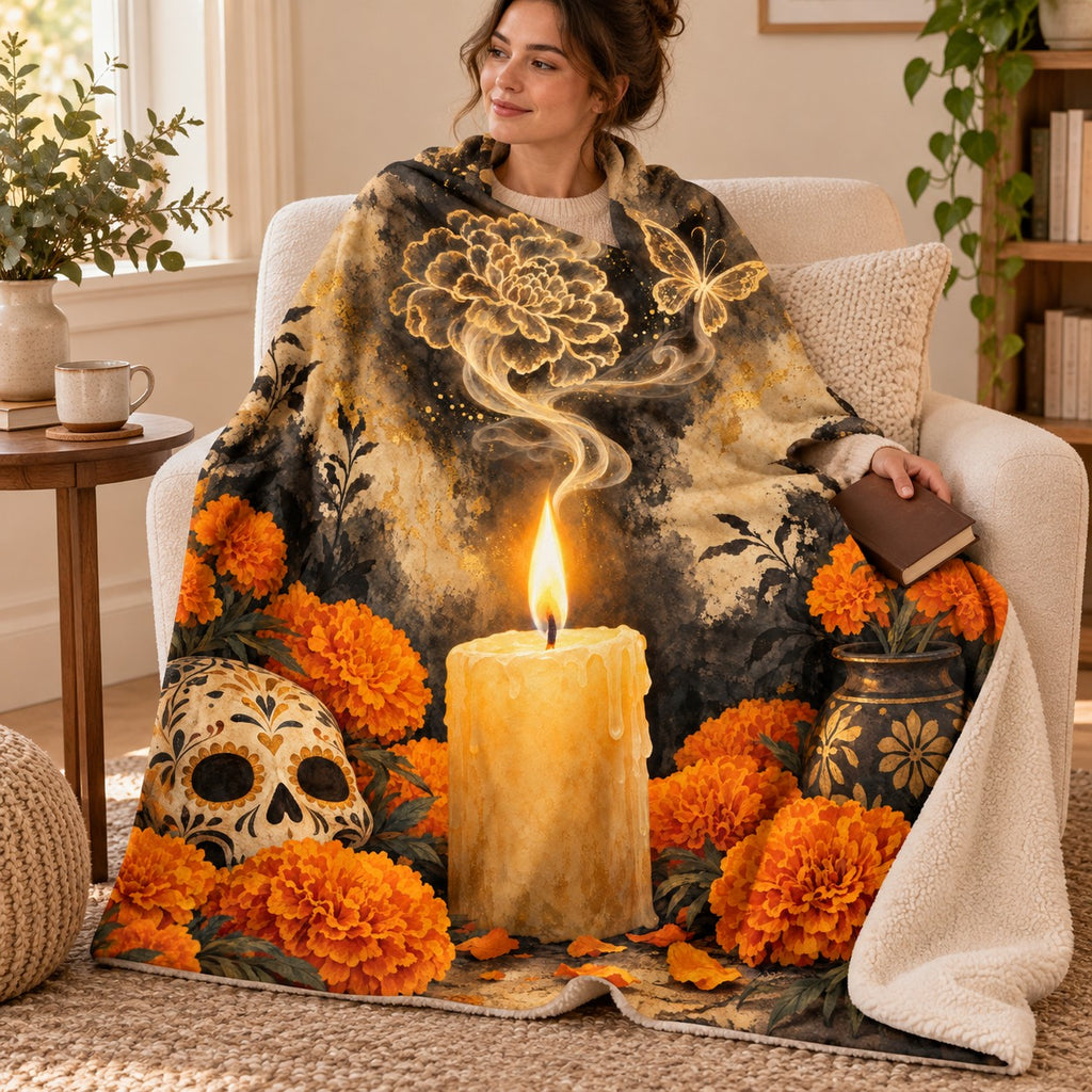 Candle Smoke blanket, wrapped around a reader