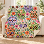 Sugar Skull Pattern blanket, on a sofa