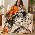 Catrina in Ink blanket, wrapped around a reader