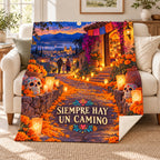 Siempre Hay un Camino blanket, on a sofa