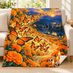 Monarch Flight blanket, on a sofa