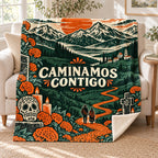 Caminamos Contigo blanket, on a sofa