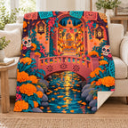 Papel Picado Bridge blanket, on a sofa