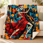 Cubist Tango blanket, on a sofa