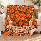Amor que Florece blanket, on a sofa