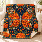 Marigold Butterfly blanket, on a sofa