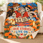 Our Stories Live On blanket, on a sofa