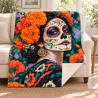Catrina Portrait blanket, on a sofa