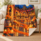 Candlelit Plaza blanket, on a sofa