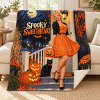 Spooky Sweetheart blanket, on a sofa