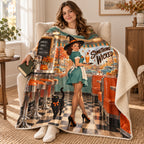 Spellbound Diner blanket, wrapped around a reader