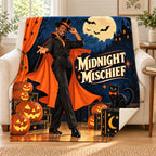 Midnight Mischief blanket, on a sofa
