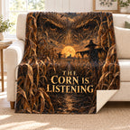 Cornfield Whispers blanket, on a sofa