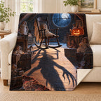 Attic Dolls blanket, on a sofa