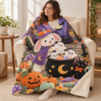 Bunny Magic blanket, wrapped around a reader