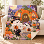 Candy Cottage blanket, on a sofa