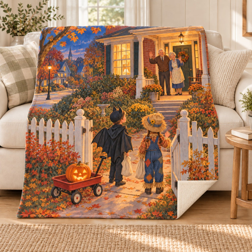 Last House on Maple blanket, on a sofa