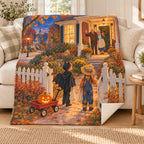 Last House on Maple blanket, on a sofa