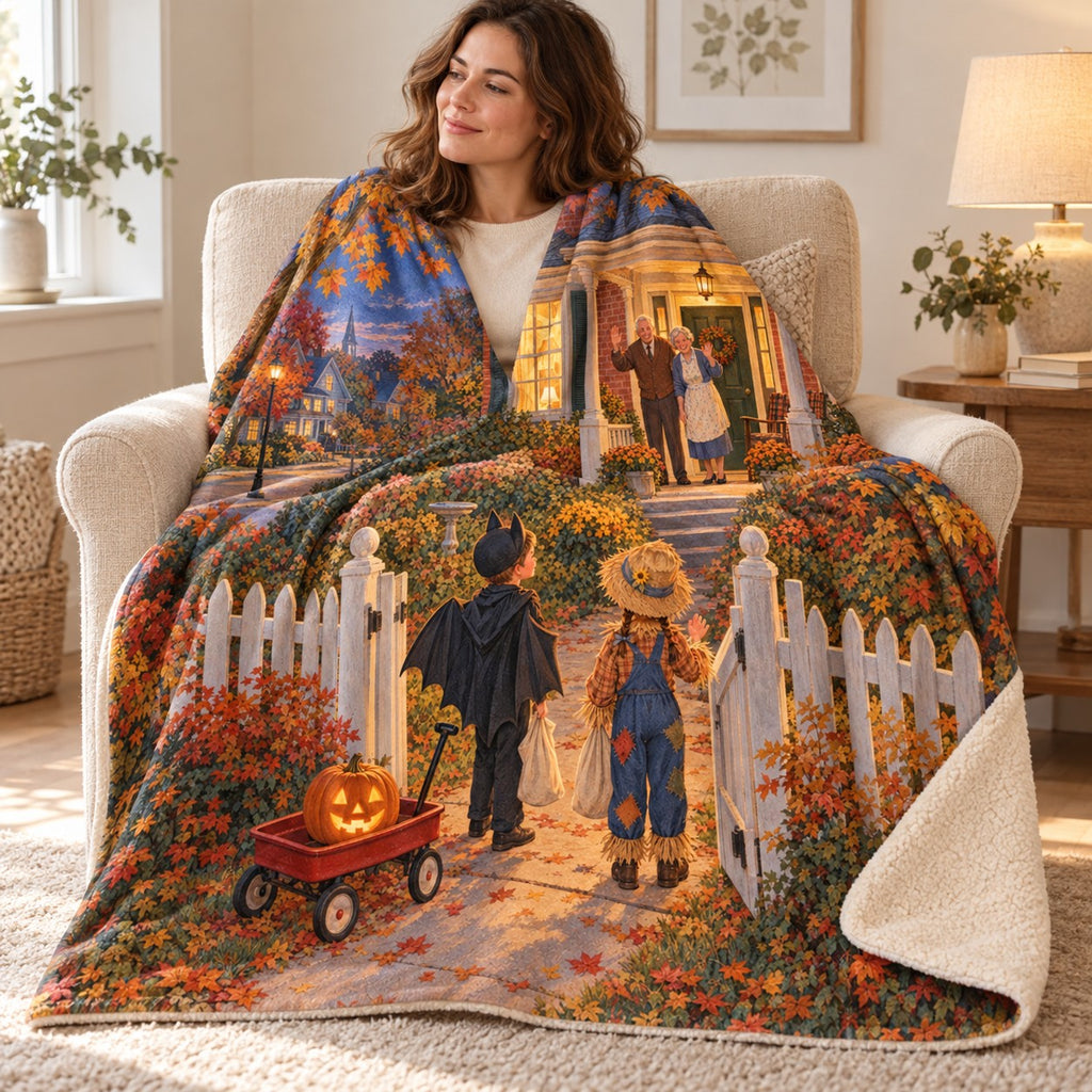 Last House on Maple blanket, wrapped around a reader