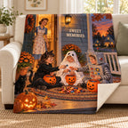 Candy Trading Club blanket, on a sofa