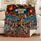 Midnight Carousel blanket, on a sofa