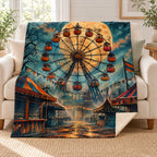 Wheel of Shadows blanket, on a sofa