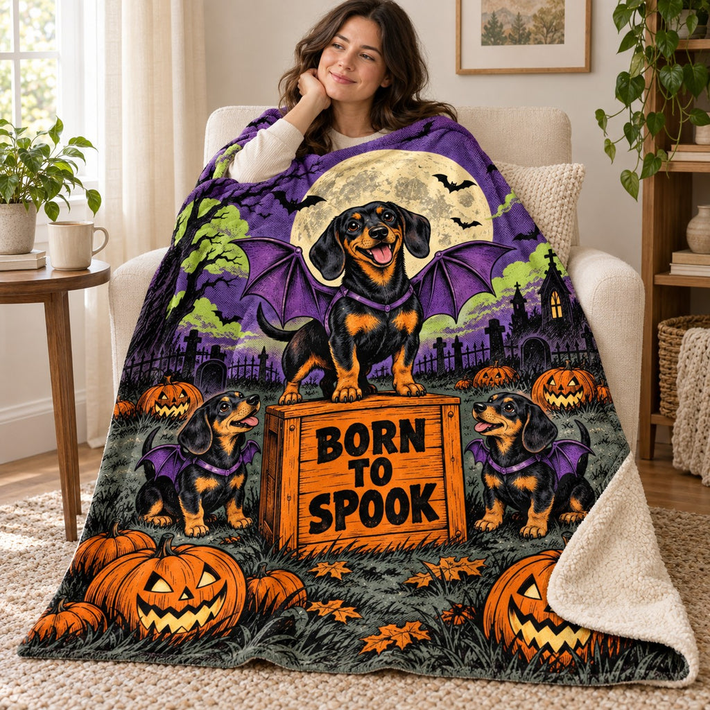 Bat Dog Flight School blanket, wrapped around a reader