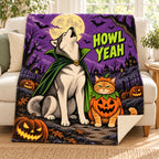 Howling Costume Club blanket, on a sofa