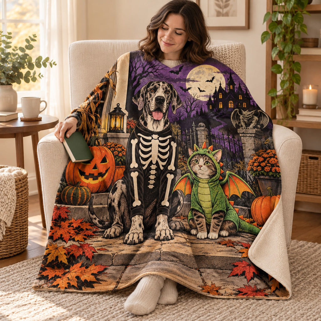 Tiny Dragon Big Attitude blanket, wrapped around a reader
