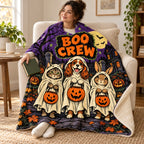 Boo Crew Buddies blanket, wrapped around a reader