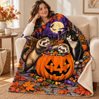 Ferret Pumpkin Caper blanket, wrapped around a reader