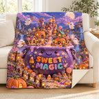 Cauldron Candy Village blanket, on a sofa
