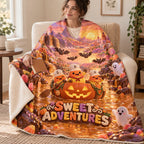 Caramel River Voyage blanket, wrapped around a reader