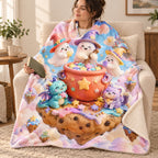 Marshmallow Cloud Kitchen blanket, wrapped around a reader