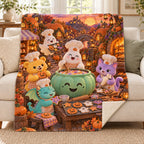 Pumpkin Sugar Bakery blanket, on a sofa