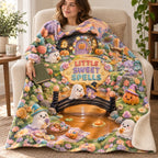 Licorice Bridge Picnic blanket, wrapped around a reader