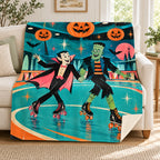Monster Roller Rink blanket, on a sofa
