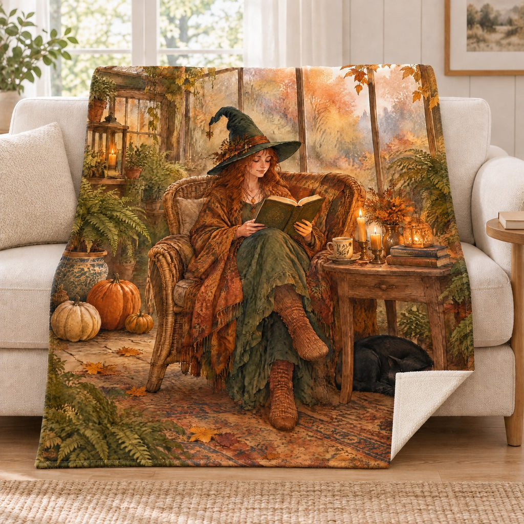 Greenhouse Reading Nook blanket, on a sofa