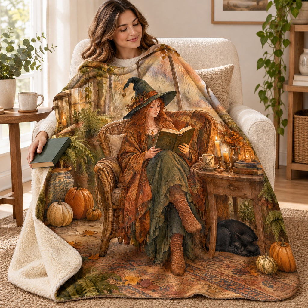 Greenhouse Reading Nook blanket, wrapped around a reader