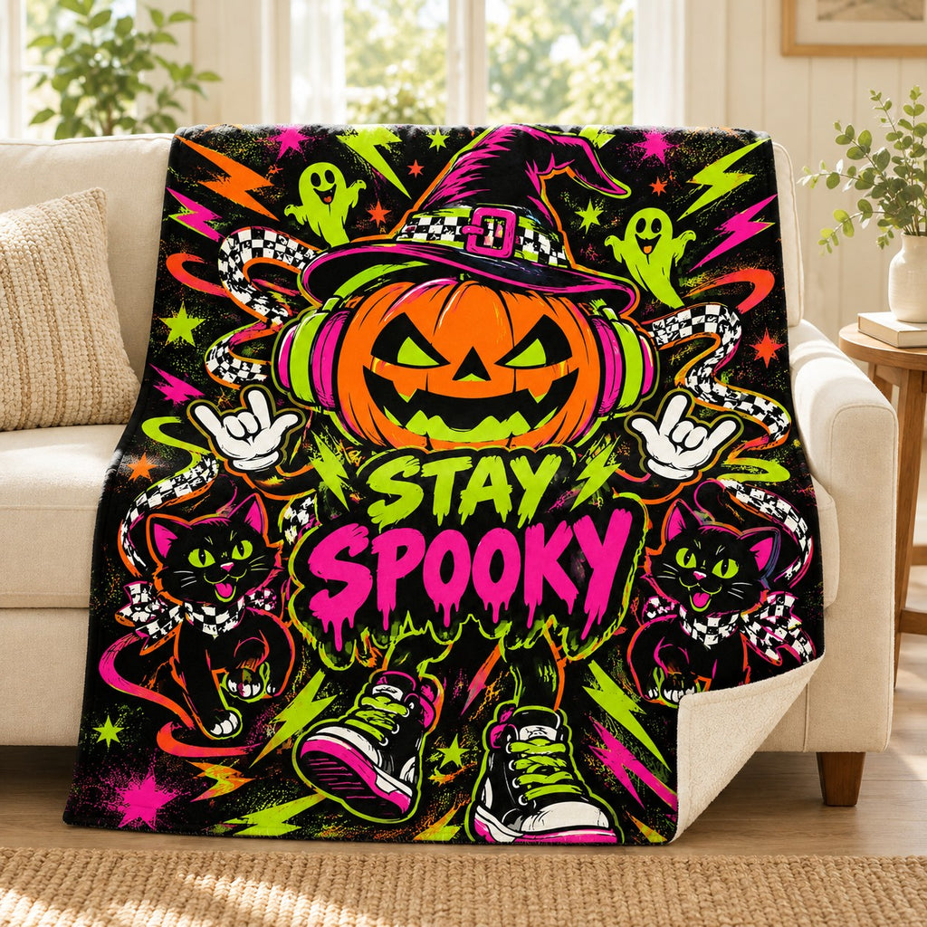Pumpkin Bass Drop blanket, on a sofa