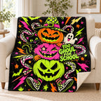 Pumpkin Lightning Riot blanket, on a sofa