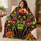 Midnight Cat Energy blanket, wrapped around a reader
