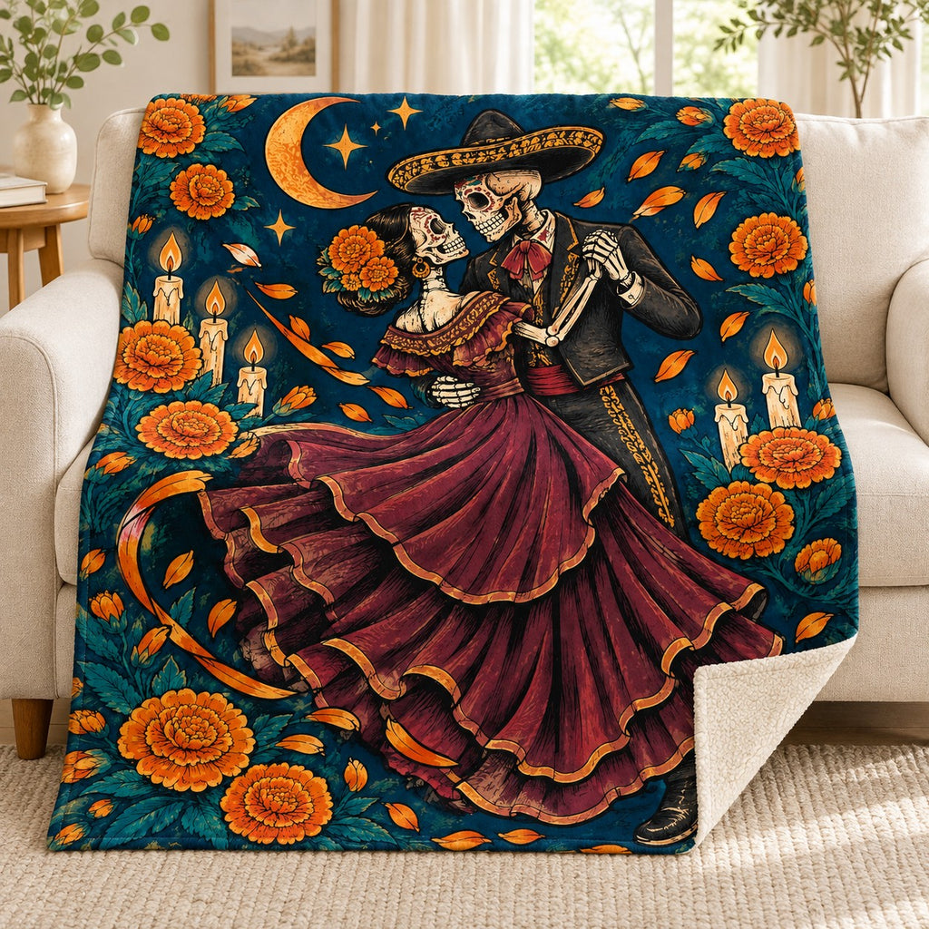 Moonlit Waltz blanket, on a sofa