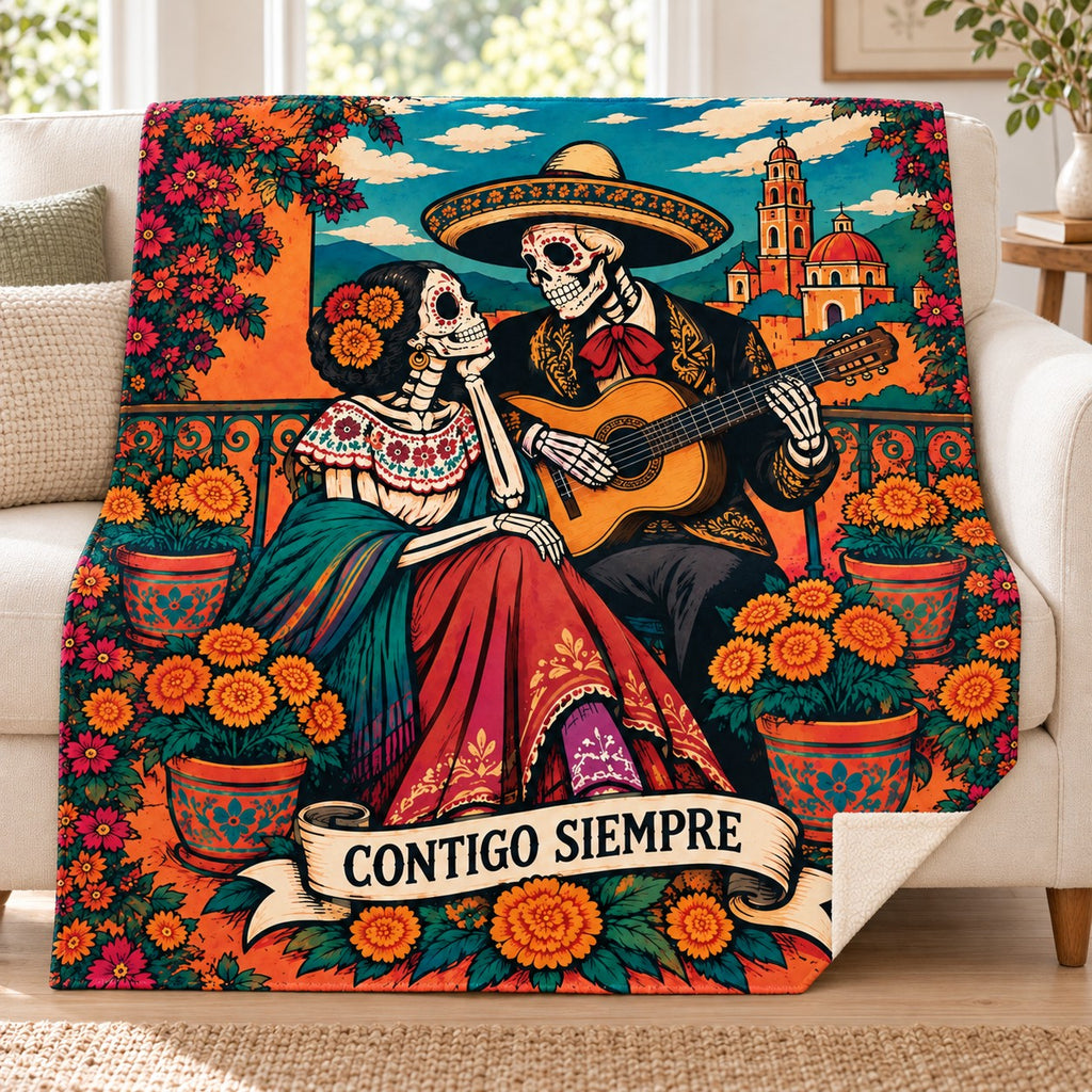 The Serenade blanket, on a sofa