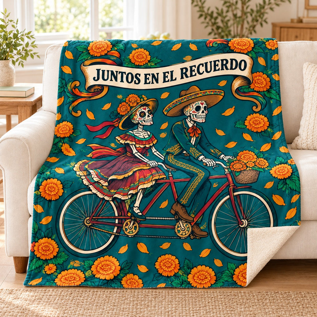 Bicycle for Two blanket, on a sofa