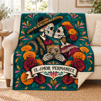 A Kiss Remembered blanket, on a sofa