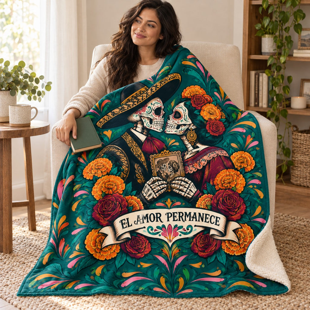 A Kiss Remembered blanket, wrapped around a reader