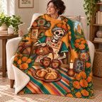 Abuelas Chocolate blanket, wrapped around a reader